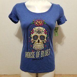 House Of Blues shirt Small NWT Dallas music venue graphic sugar skull floral